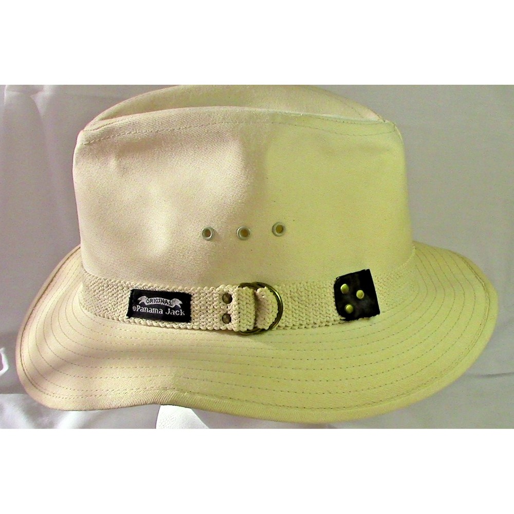 Original Panama Jack Canvas Ivory Fedora Safari Hat New X Large - Picture 2 of 6